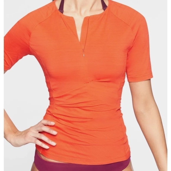 Athleta Tops - Athleta Pacifica fitted 1/4 zip vermillion tee